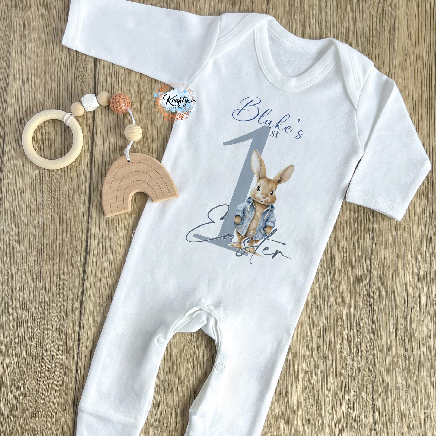 1st Easter Sleepsuit / Vest - Pink & Blue