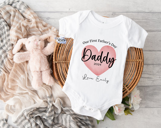 Father's Day Vests / Sleepsuits - Love Hearts