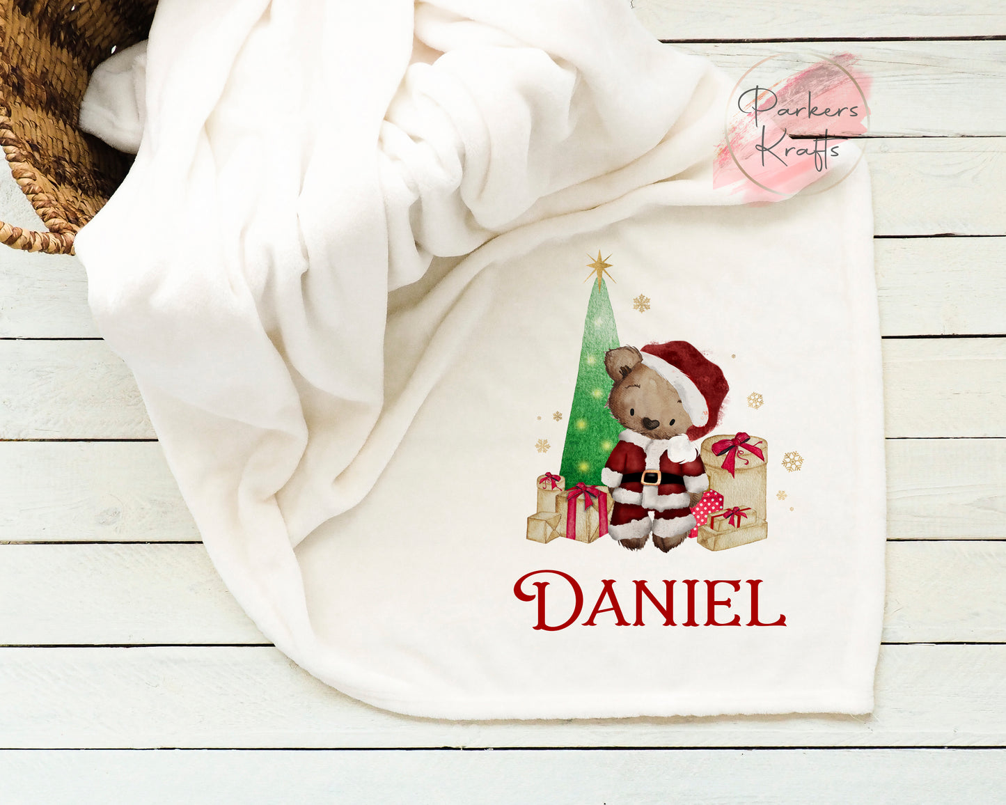 Personalised Santa Bear Blanket