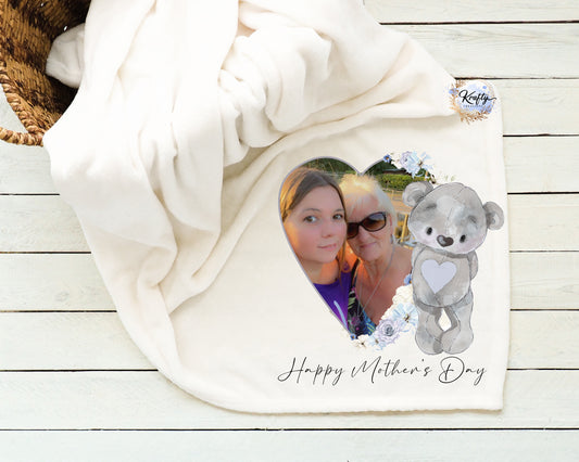 Heart Bear Photo Blanket