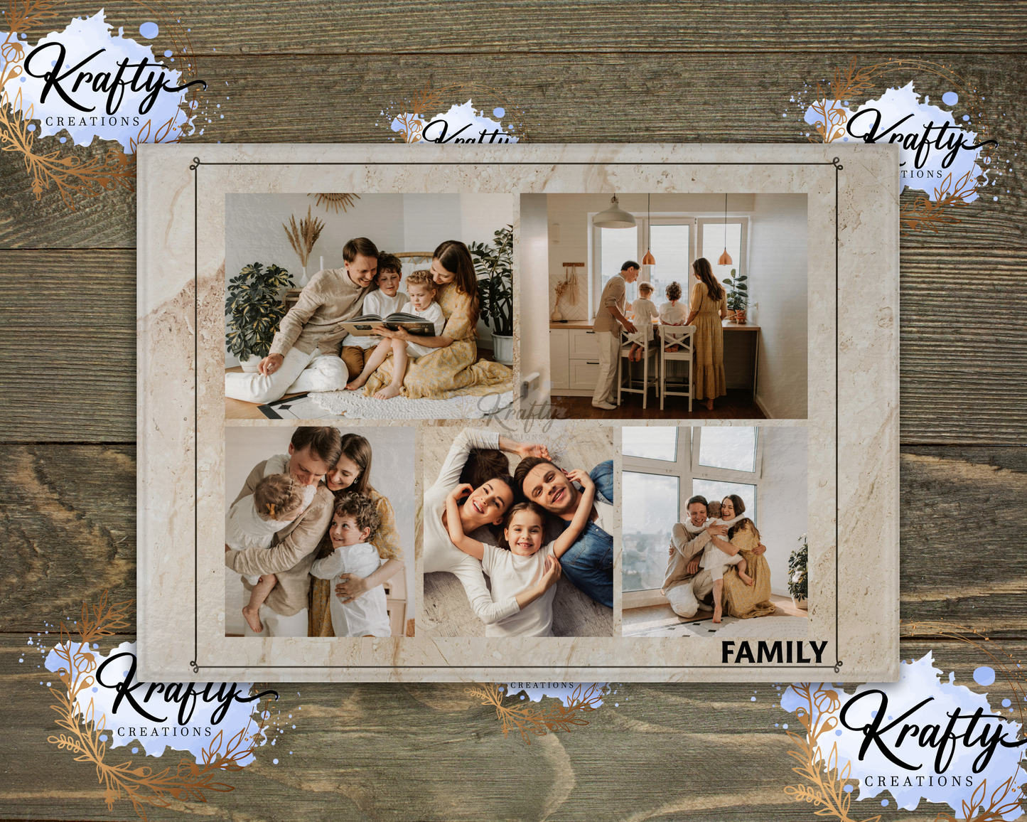 Family Photo Glass Chopping Board - Large 28x30cm