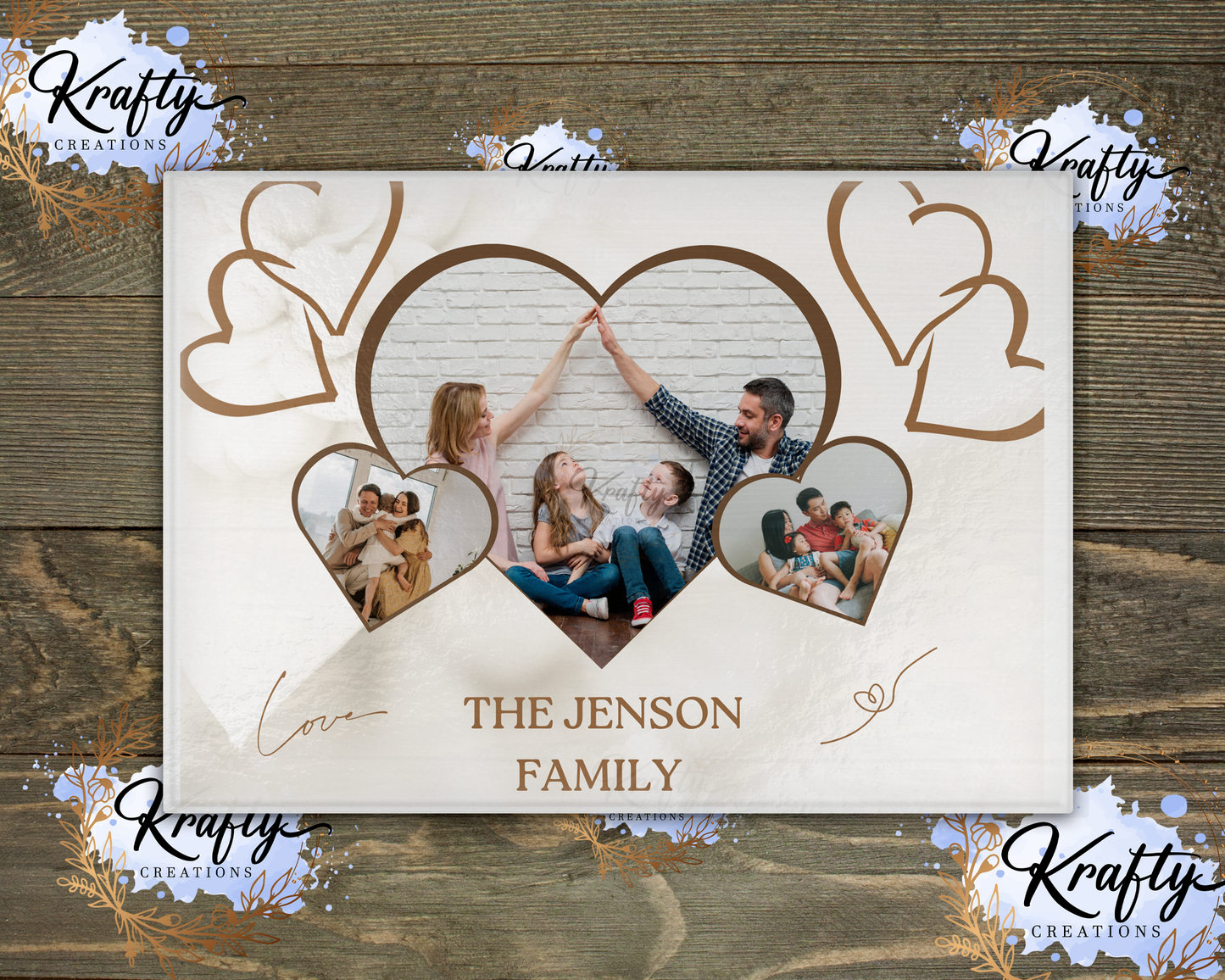 Family Photo Glass Chopping Board - Large 28x30cm