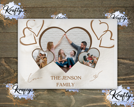 Family Photo Glass Chopping Board - Large 28x30cm