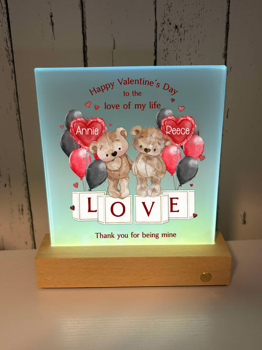 Personalised Photo Led Frame - Bears Valentines