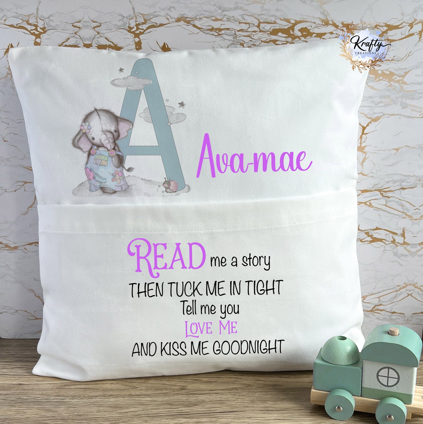 Book Cushion - Elephant Alphabet
