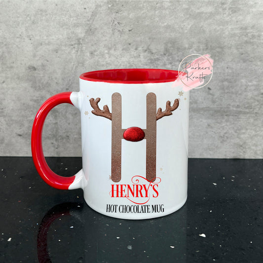 Christmas Reindeer Initial Mug