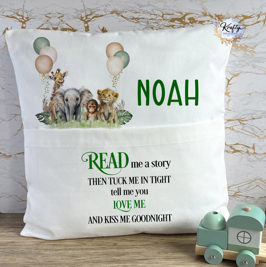 Safari Balloons Pocket Cushion