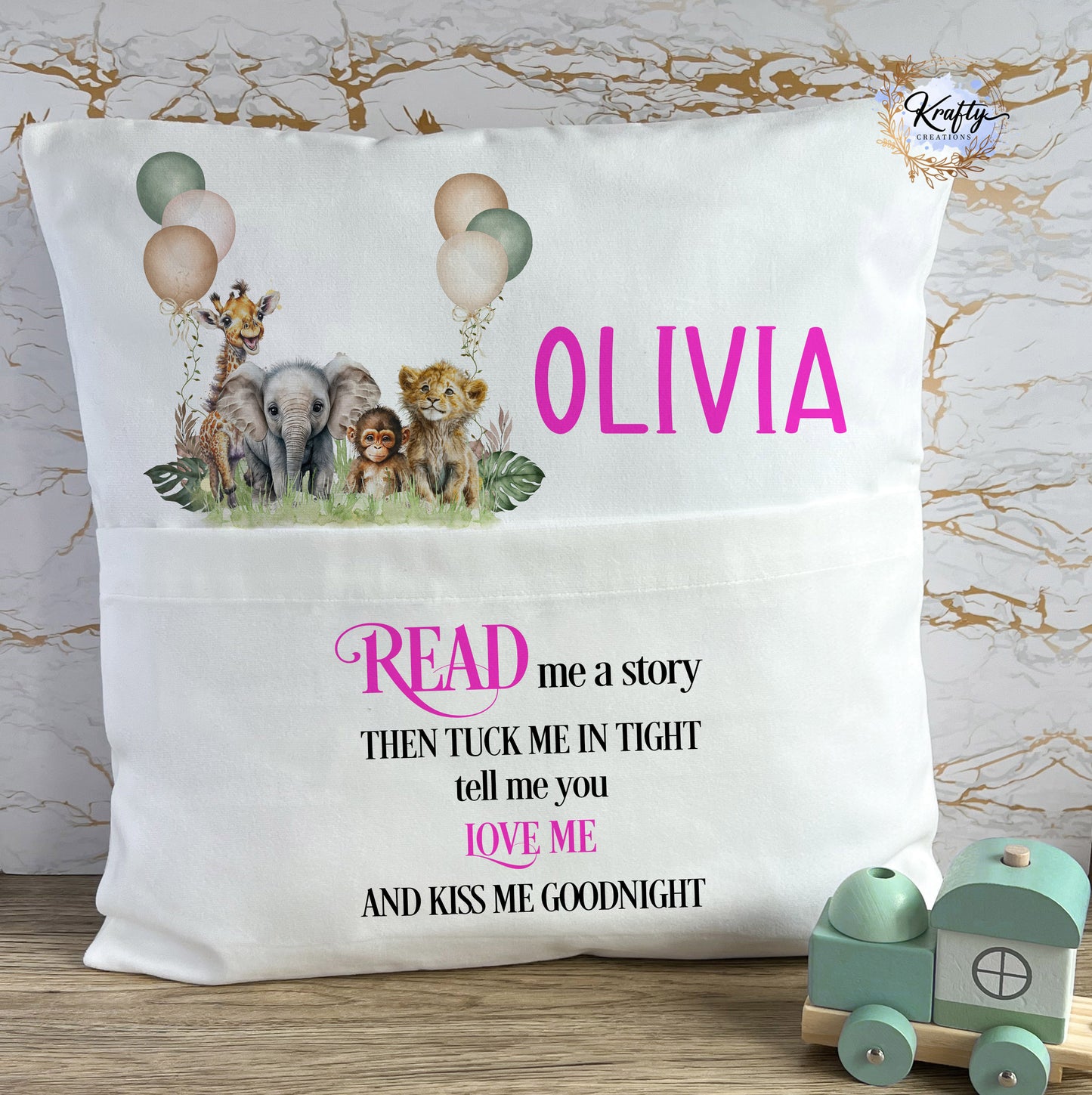 Safari Balloons Pocket Cushion