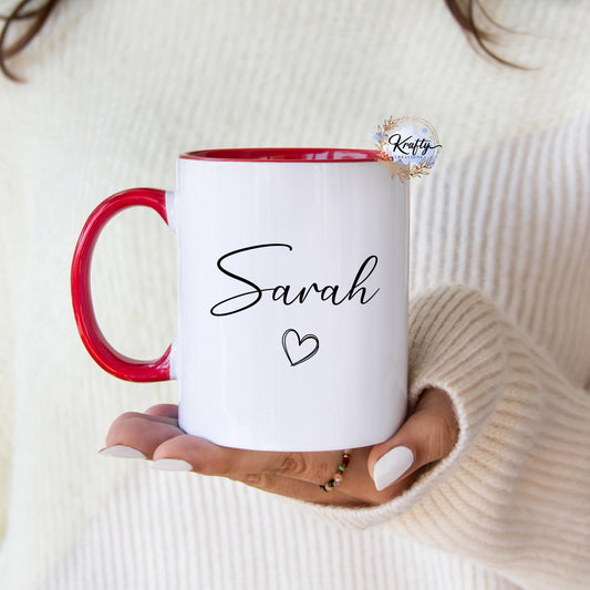 Personalised Name Double Heart Mug