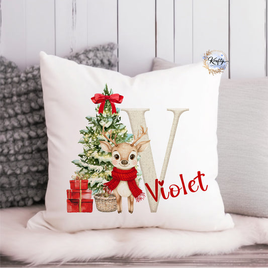 Reindeer Initial Cushion
