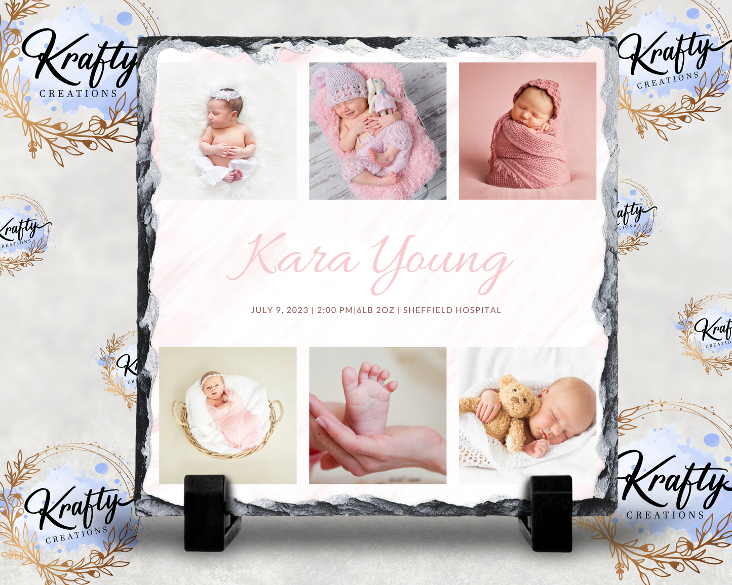 New Baby Pink / Blue Photo Slates - 20x20cm