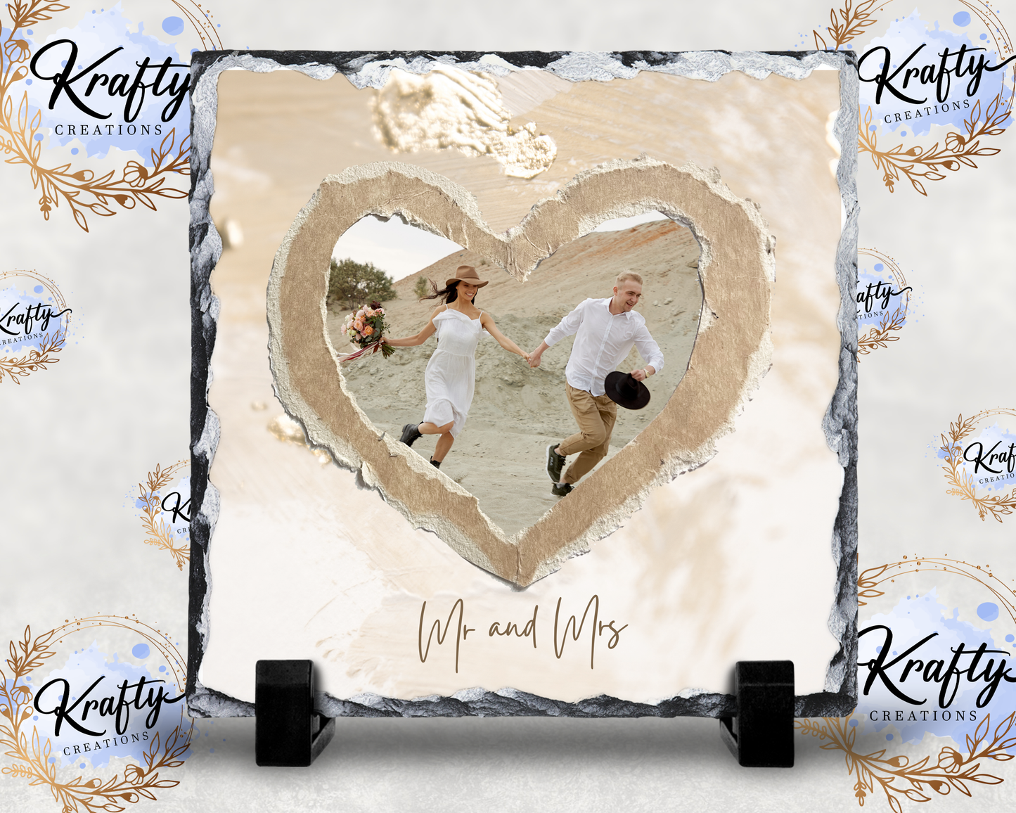 Couple Heart Photo Slates - 20x20cm