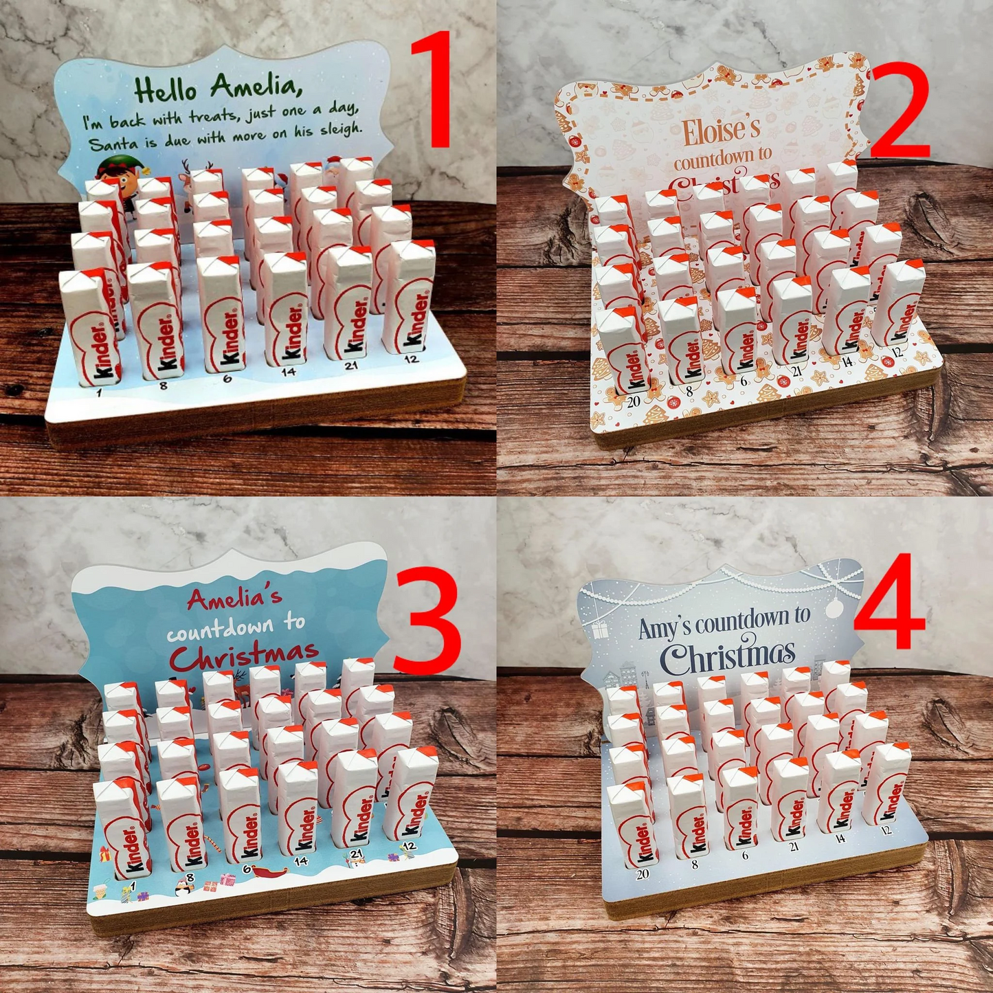 Personalised Chocolate Countdown Advent Calendars - Coins or Kinder