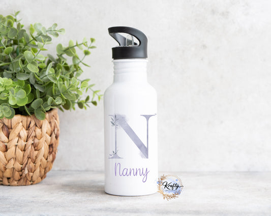 Floral Initials Water Bottle